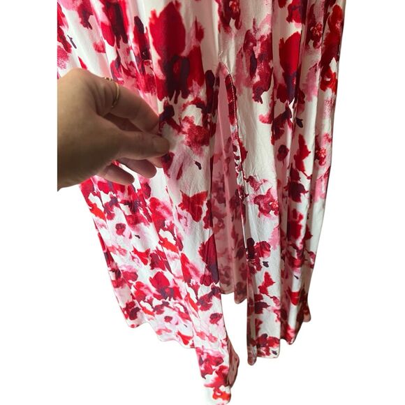 A New Day Red/Pink Floral Slip Dress w/Slit Sz XXL Romantic - Picture 6 of 10